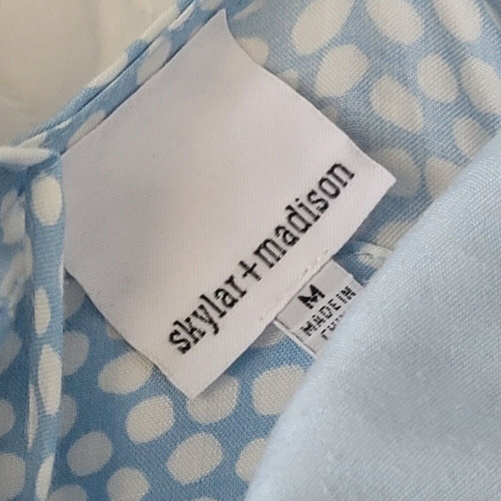 Skylar + Madison Blue White V-Neck Spaghetti Strap Dress M - Picture 5 of 14